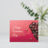 Chocoladeharten op donkerrode grond Valentijns Briefkaart (Staand voorkant)