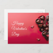 Chocoladeharten op donkerrode grond Valentijns Briefkaart (Voorkant / Achterkant)