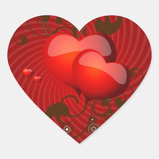 Chocoladeharten op rode Stickers (Voorkant)