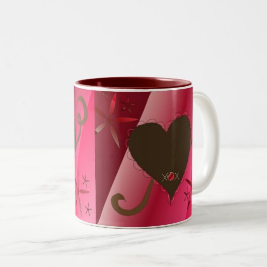 Chocoladeharten Tweekleurige Koffiemok (Voorkant rechts)