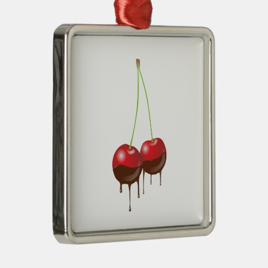 Chocoladekersen Metalen Ornament (Rechts)