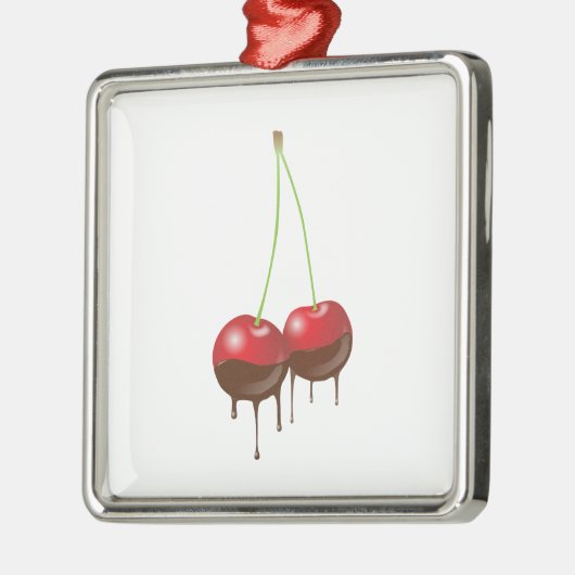 Chocoladekersen Metalen Ornament (Links)