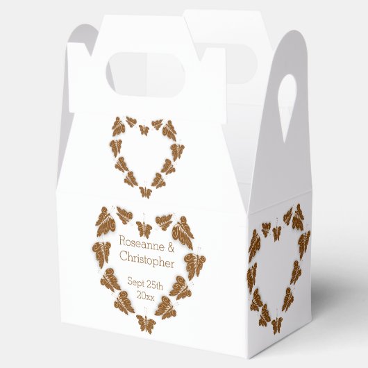 Chocoladekleurige vlinders ontwerp bruiloft bedankdoosjes (Geopend)