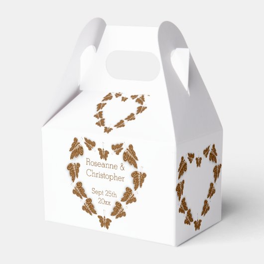 Chocoladekleurige vlinders ontwerp bruiloft bedankdoosjes (Voorkant Zijde)