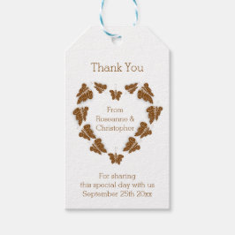 Chocoladekleurige vlinders ontwerp bruiloft cadeaulabel