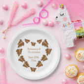 Chocoladekleurige vlinders ontwerp bruiloft papieren bordje (Feest)