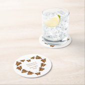 Chocoladekleurige vlinders ontwerp bruiloft ronde kartonnen onderzetter (Insitu)