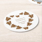 Chocoladekleurige vlinders ontwerp bruiloft ronde kartonnen onderzetter (Gebogen)