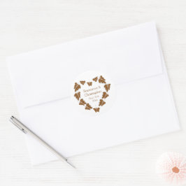 Chocoladekleurige vlinders ontwerp bruiloft ronde sticker
