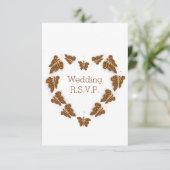 Chocoladekleurige vlinders ontwerp bruiloft RSVP kaartje (Staand voorkant)