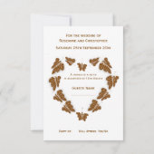 Chocoladekleurige vlinders ontwerp bruiloft RSVP kaartje (Achterkant)