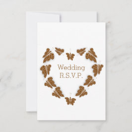 Chocoladekleurige vlinders ontwerp bruiloft RSVP kaartje
