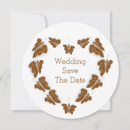 Chocoladekleurige vlinders ontwerp bruiloft save the date