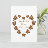 Chocoladekleurige vlinders ontwerp bruiloft save the date (Staand voorkant)