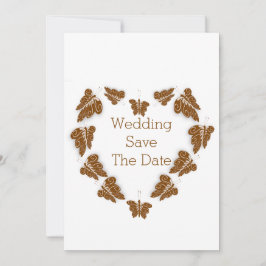 Chocoladekleurige vlinders ontwerp bruiloft save the date