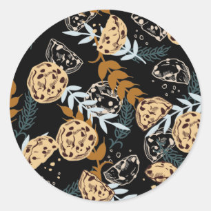 chocoladekoekjes patroon zwart ronde sticker