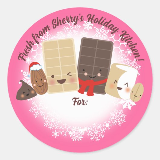 Chocoladekoekjes snoep voor kerstkoekjes ronde sticker (Voorkant)