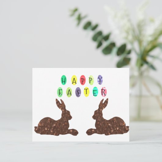 Chocoladekonijnen Pasen Briefkaart (Staand voorkant)