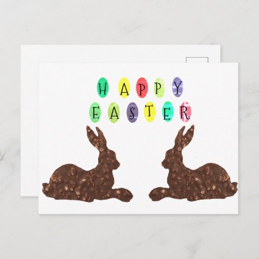 Chocoladekonijnen Pasen Briefkaart (Voorkant / Achterkant)