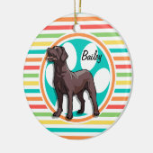 Chocoladelab; heldere regenboogstrepen keramisch ornament (Links)