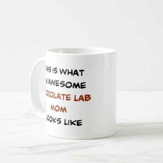 chocoladelab mam, geweldige koffiemok (Voorkant links)
