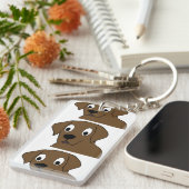 chocoladelabrador cartoon sleutelhanger (Voorkant Rechts)