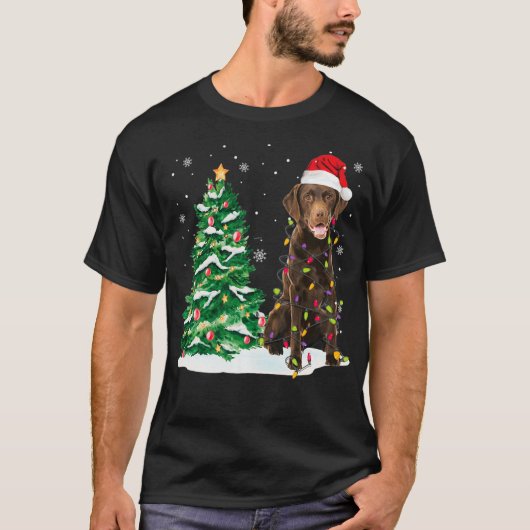 chocoladelabrador kerstlampjes Decor Xmas Tr T-shirt (Voorkant)