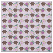 Chocoladelabrador paarse floraalpatroon stof (Swatch)