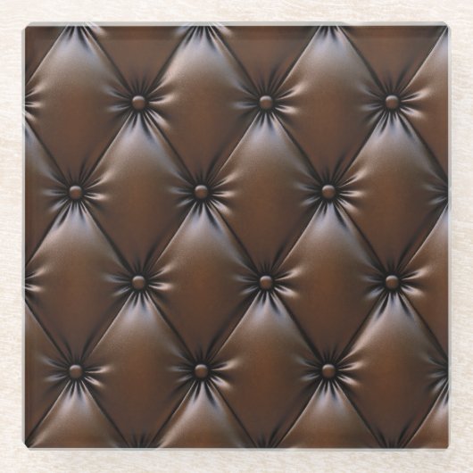 Chocoladeleer: Luxe Stof Textuur Glazen Onderzetter (Voorkant)