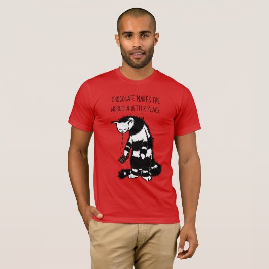 Chocoladeliefhebber Funny Cat T-shirt (Voorkant volledig)