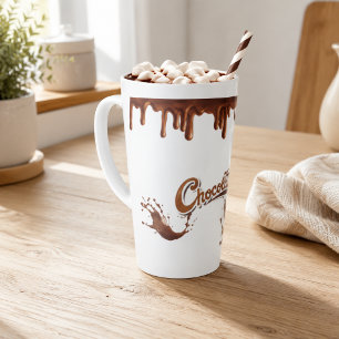 Chocoladeliefhebbers Druipende Chocolade Spetteren Latte Mok