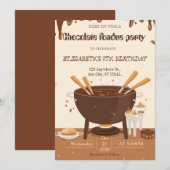 Chocoladeliefhebbers Fondue Feest Uitnodiging (Voorkant / Achterkant)