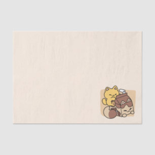 Chocolademelk nippen aan geluk – Kawaii kattenvoer Tissuepapier
