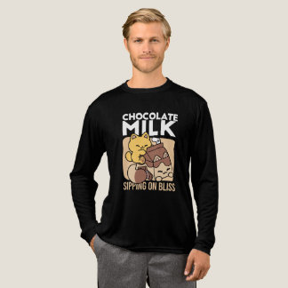 Chocolademelk nippen aan geluk – Kawaii kattenvoer Tri-Blend Shirt