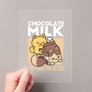 Chocolademelk nippen aan gelukzaligheid – Kawaii k Acryl Uitnodigingen