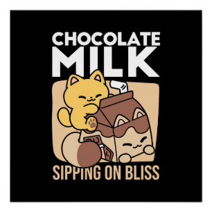 Chocolademelk nippen aan gelukzaligheid – Kawaii k Perfect Poster