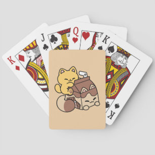 Chocolademelk nippen aan gelukzaligheid – Kawaii k Pokerkaarten