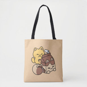 Chocolademelk nippen aan gelukzaligheid – Kawaii k Tote Bag