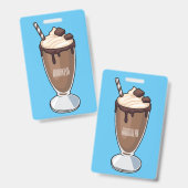 Chocolademilkshake cartoonillustratie badge (Voor- en achterkant)