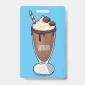 Chocolademilkshake cartoonillustratie badge (Achterkant)