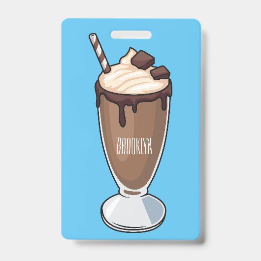 Chocolademilkshake cartoonillustratie badge (Voorzijde)