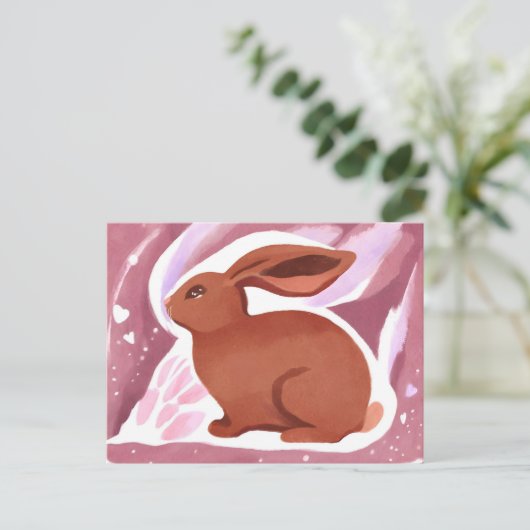 Chocoladepaashaas | Schattigee pastelkleurige Wate Feestdagenkaart (Staand voorkant)