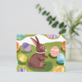 Chocoladepaashaas | Schattigee voorjaarspasteleier Feestdagenkaart (Staand voorkant)