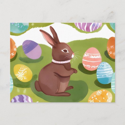 Chocoladepaashaas | Schattigee voorjaarspasteleier Feestdagenkaart (Voorkant)