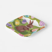 Chocoladepaashaas | Schattigee voorjaarspasteleier Papieren Bordje (Gebogen)