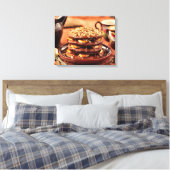 Chocoladepannenkoeken met bananen en karamel canvas afdruk (Insitu (Slaapkamer))
