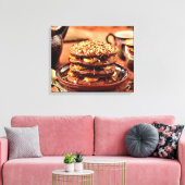 Chocoladepannenkoeken met bananen en karamel canvas afdruk (Insitu (Woonkamer))