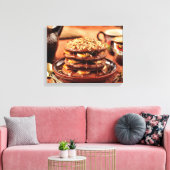 Chocoladepannenkoeken met bananen en karamel canvas afdruk (Insitu (Woonkamer))