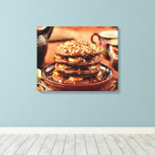 Chocoladepannenkoeken met bananen en karamel canvas afdruk (Insitu (Houten vloer))
