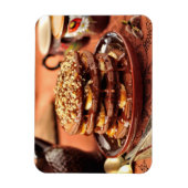 Chocoladepannenkoeken met bananen en karamel magneet (Verticaal)